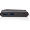 Image de Nedis USB Multi-Port Adapter - USB 3.2 Gen 2 - USB-C Male - 2x USB-A / 2x USB-C - Rond - Vernikkeld - Zwart - Doos
