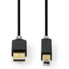 Image de Nedis USB-Kabel - USB 2.0 - USB-A Male - USB-B Male - 480 Mbps - Verguld - 1.00 m - Rond - PVC - Antraciet - Doos