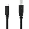 Image de Nedis USB-Kabel - USB 2.0 - USB-C Male - USB-B Male - 480 Mbps - Vernikkeld - 2.00 m - Rond - PVC - Zwart - Doos