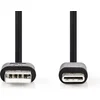 Image de Nedis USB-Kabel - USB 2.0 - USB-A Male - USB-C Male - 5 W - 480 Mbps - Vernikkeld - 1.00 m - Rond - PVC - Zwart - Label