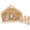 Image de Artemio Houten kerststal - Doe-het-zelf set met peg dolls - 9-delig