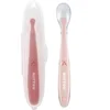 Image de Nattou Mealtime - Siliconen Lepels voor Kinderen - 2 Stuks - 16 cm - Transportdoos voor 1 Lepel - BPA-vrij - Poederroze