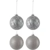 Image de J-Line kerstbal Pailletten + Antiek - glas - grijs - doos van 4