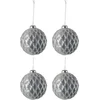 Image de J-Line kerstbal Geruit - glas - antiek grijs - large - doos van 4