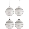 Image de J-Line kerstbal Strepen/Glitter - glas - zwart/wit - large - doos van 4