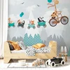 Image de Vooraf gelijmd behang met giraffe en vrienden, H 250 x B 240 cm