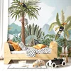 Image de Vooraf gelijmd panoramisch junglebehang met wilde dieren, H 250 x B 240 cm