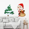 Image de Kerststicker: Kerstman en zijn kerstboom - Kerststickers - feestversiering - 100x145cm