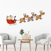 Image de Kerststicker: Vrolijke Kerstman en zijn rendieren - Kerststickers - Feestelijke decoraties - 80x210cm