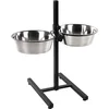 Image de Voerbak hond   Duo Dinner Staander Otis Zilver & Zwart 2x4L   verstelbare eet- en drinkpot met inox kommen