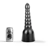 Image de All Black Grote zwarte dildo met geribbelde textuur
