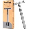 Image de Bambaw Metalen Scheermes   Scheermesjes mannen vrouwen   Safety Razor Mannen   Safety Razor voor vrouwen   Voor Double Edge Mesjes - Zilver
