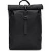 Image de Rains Rolltop Mini W3 Unisex Rugzak - Zwart