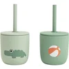Image de Done By Deer Playground Siliconen Rietjesbeker - 2 Stuks - Green