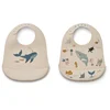 Image de Liewood Tilda Printed Bib 2-Pack Sea creature / Sandy