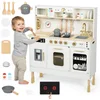 Image de Mamabrum Houten kinderkeuken met ledverlichting, keuken, interactief speelgoed, XXL, met magnetron, vaatwasser, koffiezetapparaat, oven, gootsteen, kraan en accessoires