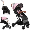 Image de MoMi Estelle Kinderwagen - Lichtgewicht Buggy - Compact Opvouwbaar - Met Verstelbare Rugleuning - Reisbuggy 6+ Maanden - Zwart/Roze