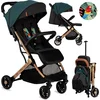 Image de MoMi Estelle Kinderwagen - Lichtgewicht Buggy - Compact Opvouwbaar - Met Verstelbare Rugleuning - Reisbuggy 6+ Maanden - Groen/Goud