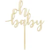 Image de PARTYDECO - Houten cake topper "Oh baby" 13,5 x 17 cm voor babyborrel