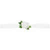 Image de PartyDeco trouwauto lint roosjes - Bruiloft - wit met groen blad - just married