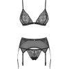 Image de Obsessive Shibu Bh en Jarretel met String 3 st. Set - Erotische lingerieset - Maat L/XL - Zwart