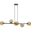 Image de Emibig Lejre elegante zwarte 6 lampen E14 medium hanglamp met 6 amberkleurige bollen - Perfecte verlichting voor jouw woonkamer