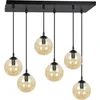 Image de Emibig Glostrup brede zwarte 6 lamp hanglamp met amber gekleurd glas voor E14 lampen - Creëer een warme sfeer in uw interieur