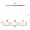 Image de Emibig Lolland lange witte hanglamp met hout natuur 3x E27 - Perfect voor een strak interieur