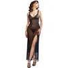 Image de Chilirose - Cr 4723 Long Babydoll & Thong Black Xl