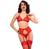Image de Rode Kanten Set met Bh, Slip en Kousen