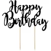 Image de PartyDeco Cake Topper Happy Birthday Zwart