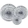 Image de PARTYDECO - 3 zilverkleurige papieren rozetten om op te hangen 40, 32 en 23 cm