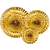 Image de PARTYDECO - 3 gouden papieren rozetten 40, 32 en 23 cm voor chique decoratie