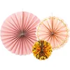 Image de PARTYDECO - 3 rozetten in poederroze en goudkarton 13,25 en 32 cm