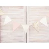 Image de PARTYDECO - Roze en witte kartonnen vlaggenlijn 18 x 210 cm met gouden motieven