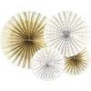 Image de PARTYDECO - 4 decoratieve rozetten van wit en goudpapier 23, 32, 40 cm