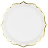 Image de PARTYDECO - 6 kleine witte kartonnen bordjes met gouden gebeitelde randen 18 cm