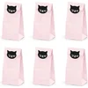 Image de PARTYDECO - 6 papieren roze kat feestzakjes
