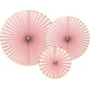 Image de PARTYDECO - 3 poederroze en gouden papieren rozetten 23, 32 en 40 cm