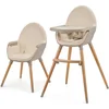 Image de Kinderkraft FINI 2 Kinderstoel 2 in 1   Kunstlederen Bekleding   Verstelbare Tray   Omzetbaar naar Speelfauteuil   Voor 6 Maanden 5 Jaar   Beige