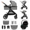 Image de Kinderkraft ESME PRO 3-in-1 Kinderwagen   Beigekleurige multifunctionele combi met reiswieg, wandelwagen en autostoel - Grijs
