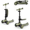Image de Kinderkraft HALLEY 2 2-in-1 Loopfiets en Driewieler Step - Voor Kinderen van 1-5 Jaar, Max 50 kg - Verstelbaar Zadel en Stuur, Opvouwbaar, LED Wielen - Groen