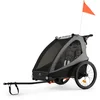 Image de Kinderkraft NAVA WALK - 2-in-1 fietskar voor 2 kinderen luchtbanden met vering verstelbare rugleuning - Grijs