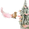 Image de Inspiruj - Ozdoba op Clip - Champagne Vogel - Natuurlijke Roze Veren - Glitters - 17 cm