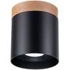 Image de Sollux Lighting Plafondlamp Rif - 14x12x12cm - GU10 - zwart/natuurlijk hout - hout/aluminium
