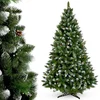 Image de Kadax Kunstkerstboom, 220 cm, met rijp en dennenappels, groene dennenboom met 521 takken, diameter van ca. 120 cm, dennenboom van pvc met kunststof standaard, rendier, 220 cm
