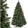Image de KADAX Kunstkerstboom met zilveren bolletjes en rijp, 180 cm, dennenboom van pvc, groene kerstboom met 385 takken, kunststof standaard, Ø ca. 110 cm (premium sneeuwvlok 180 cm)