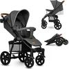 Image de Lionelo Buggy Annet Plus   Lichtgewicht & Inklapbaar   Grote Massieve Wielen met Vering   Inclusief Voetenzak, Klamboe & Bekerhouder   Verstelbare Rugleuning & Voetsteun   Wandelwagen vanaf de geboorte tot 22 kg   Kinderwagen