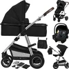 Image de Lionelo Amber Kinderwagen 3 in 1 - Reiswieg + Buggy + Autostoel - Luchtbanden, Volledige Vering - Comfortabel baby matras - Snel Inklapbaar - Luiertas - Regenhoes - Muskietennet - Vanaf Geboorte tot 4 jaar (0-22 kg)