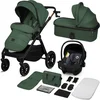 Image de Lionelo Layla - 3in1 Kinderwagen met Astrid i-Size Autostoel - XXL Set - Reiswieg, Buggy en Autostoel - Grote All-Terrain Wielen met Vering - AiryDots Matras - 3D-Ventilatie - XXL Zitje tot 95 cm - Bediening met Één Hand - Complete Accessoireset